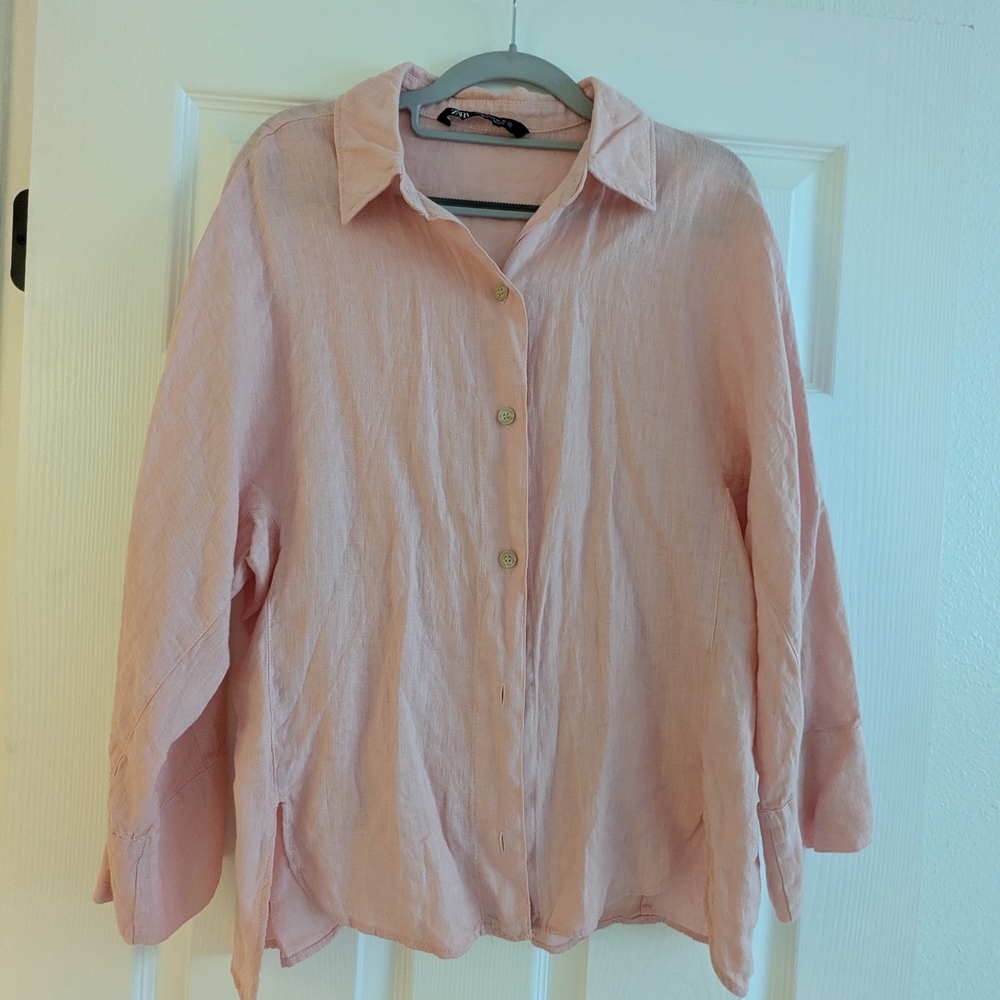 Zara Light Pink Button-Down Shirt